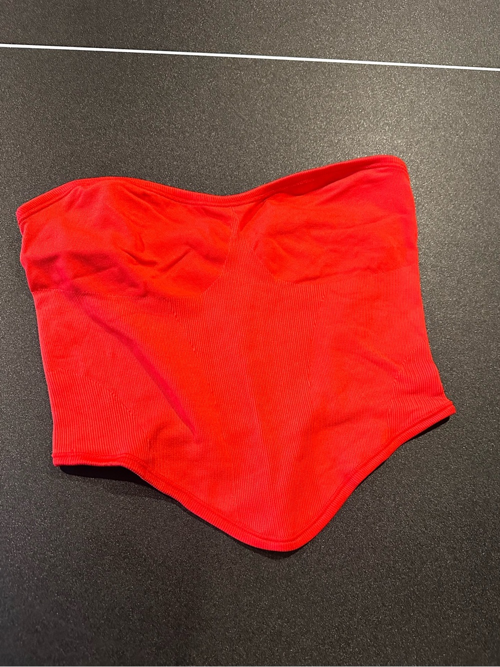 Urban Outfitters Red Strapless Ribbed Bandeau Top
